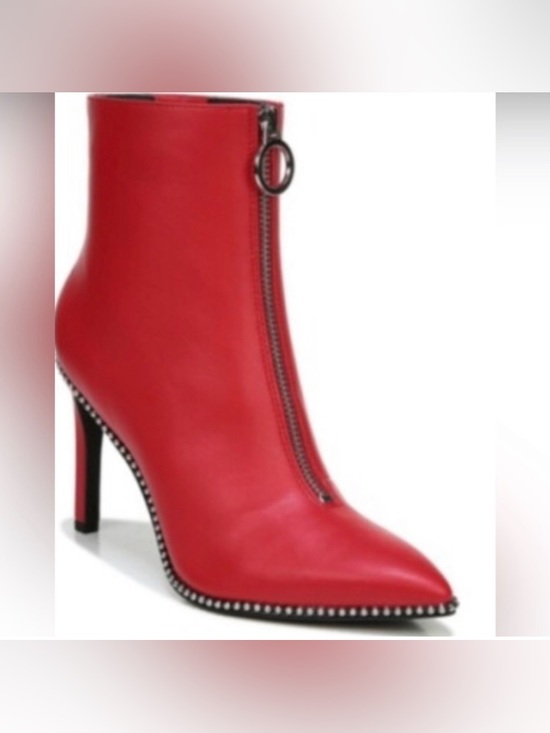 Bar III Shoes - NIB [Bar III] Briget Studded Pointed Toe Zip-Up Ankle Booties in Red Women’s 5.5